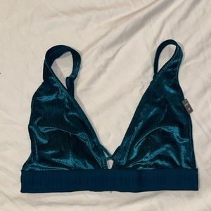 Velour teal bralette